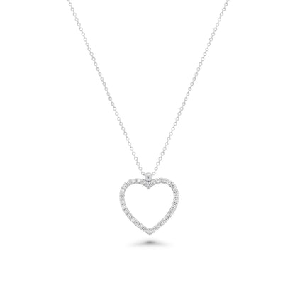 Sterling silver lab grown diamond heart necklace