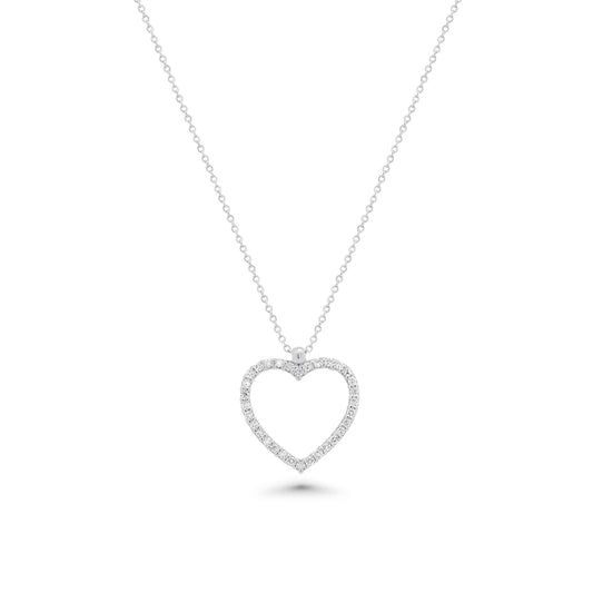 Sterling silver lab grown diamond heart necklace