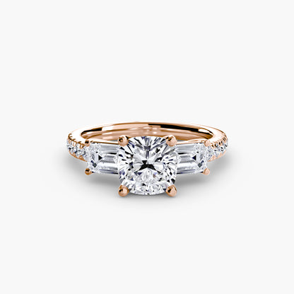 Three-Stone Ring with Pavé Band 4