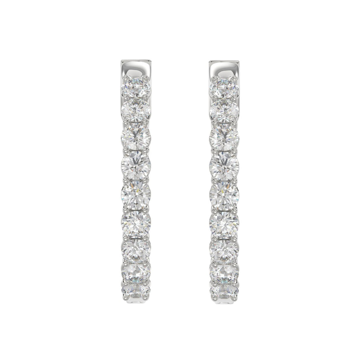 Inside-Out Round Diamond Hoop Earrings 5 ct, 10K White Gold, angled view