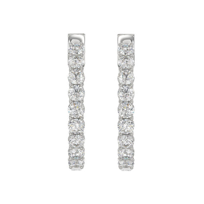 Inside-Out Round Diamond Hoop Earrings 5 ct, 10K White Gold, angled view