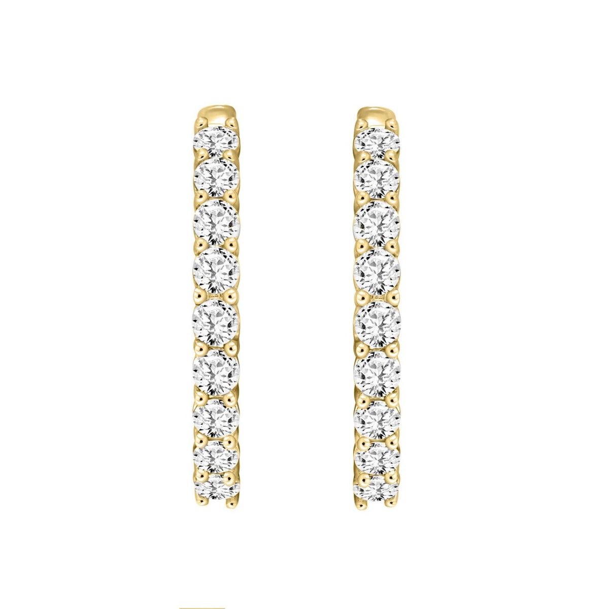 Inside-Out Round Diamond Hoop Earrings 7 ct, 10K Yellow Gold, angled view