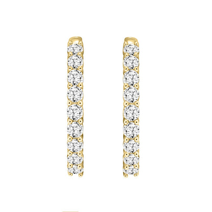 Inside-Out Round Diamond Hoop Earrings 7 ct, 10K Yellow Gold, angled view