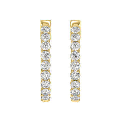 Inside-Out Round Diamond Hoop Earrings 5 ct, 10K Yellow Gold, angled view