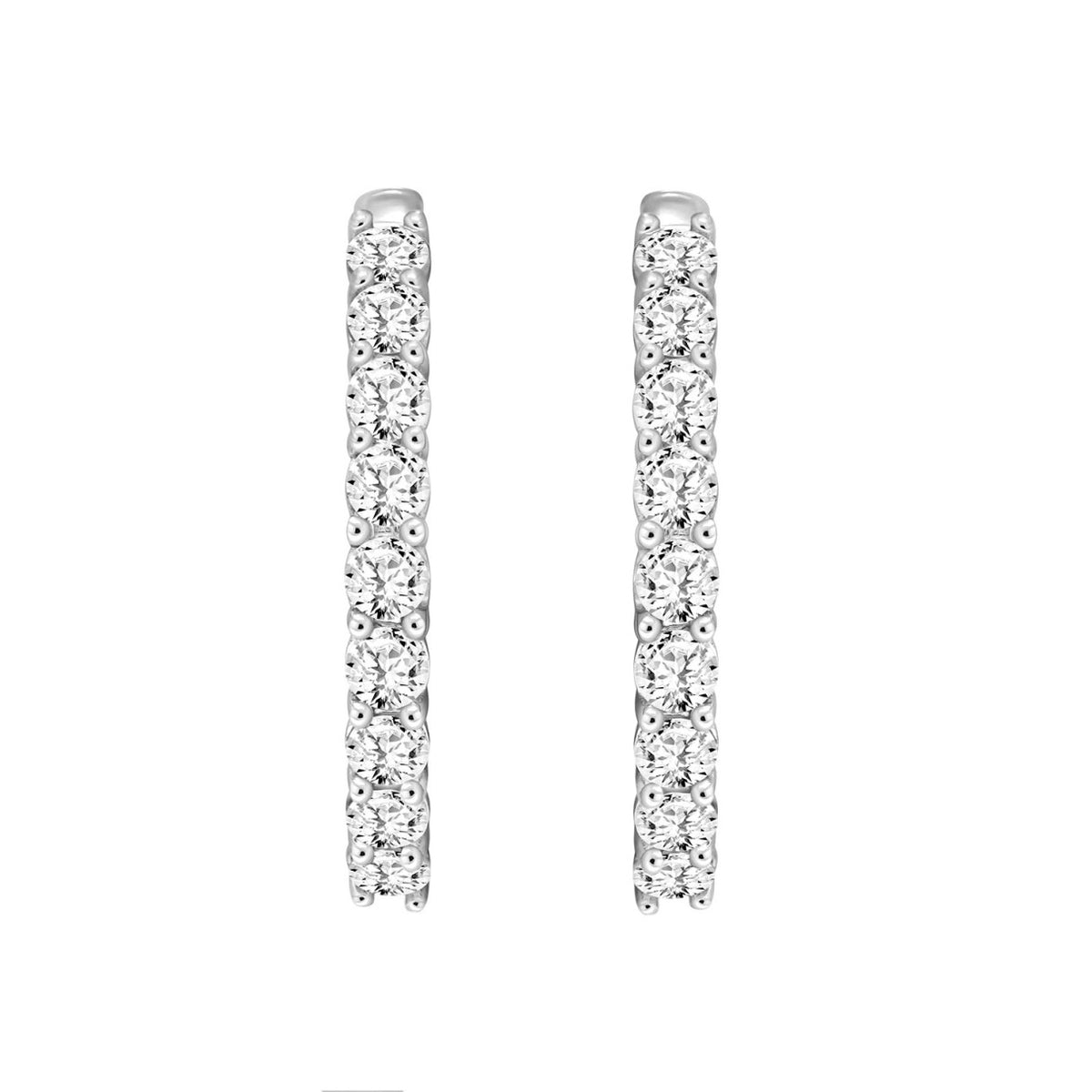 Inside-Out Round Diamond Hoop Earrings 7 ct, 10K White Gold, angled view