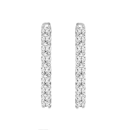 Inside-Out Round Diamond Hoop Earrings 7 ct, 10K White Gold, angled view