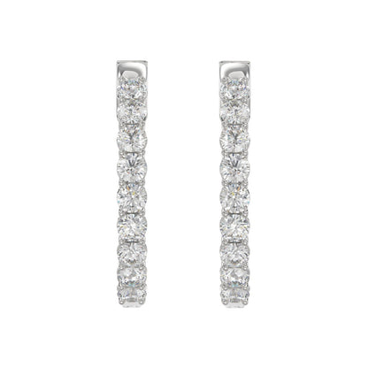 Inside-Out Round Diamond Hoop Earrings 3 ct, 10K White Gold, angled view