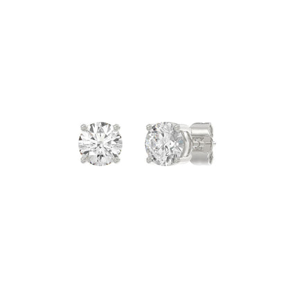 4-Prong Basket Round Brilliant Diamond Stud Earrings 1.5 ct, 10K White Gold, angled view