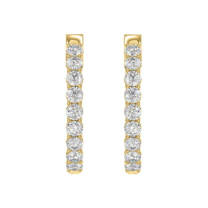 Inside-Out Round Diamond Hoop Earrings 3 ct, 10K Yellow Gold, angled view