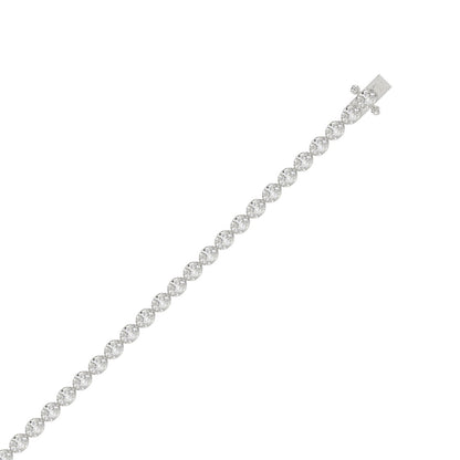 Classic 4 Prong Oval Diamond Tennis Bracelet approx. 4 ct, 10K White Gold, top view