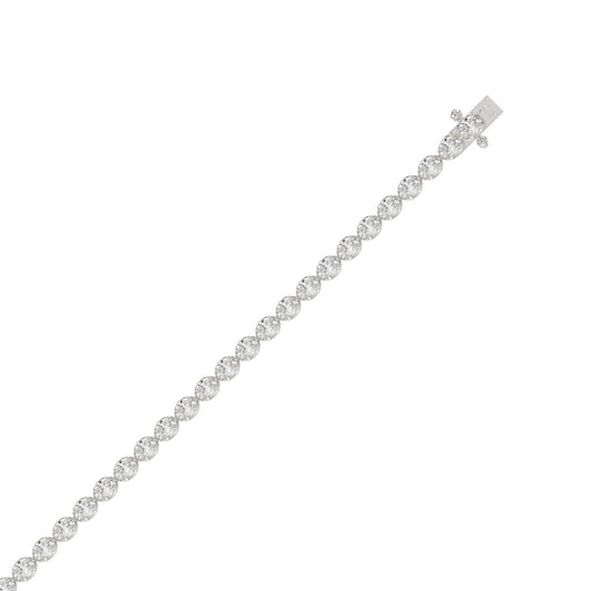 Classic 4 Prong Oval Diamond Tennis Bracelet approx. 4 ct, 10K White Gold, top view