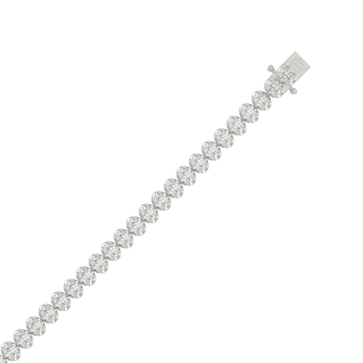 Classic 4 Prong Oval Diamond Tennis Bracelet approx. 5 ct, 10K White Gold, top view