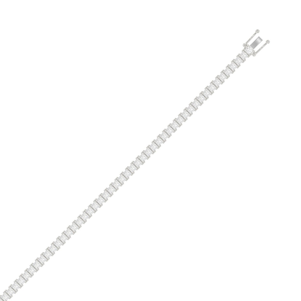 Classic 4 Prong Princess Diamond Tennis Bracelet approx. 7 ct, 10K White Gold, top view