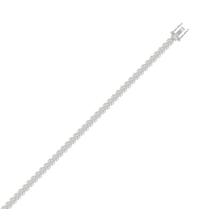 Classic 2 Prong Oval Diamond Tennis Bracelet approx. 7.1 ct, 10K White Gold, top view