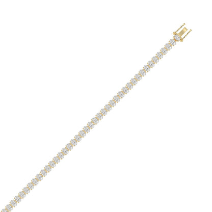 Classic 2 Prong Oval Diamond Tennis Bracelet approx. 7.1 ct, 10K Yellow Gold, top view