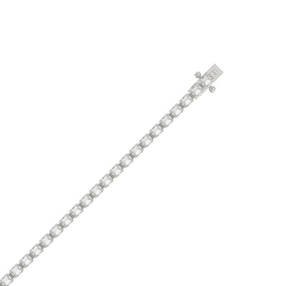 Classic 4 Prong Emerald Cut Diamond Tennis Bracelet approx. 4.5 ct, 10K White Gold, top view