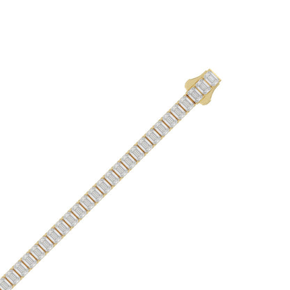 Classic 4 Prong Emerald Cut Diamond Tennis Bracelet approx. 9 ct, 10K Yellow Gold, top view