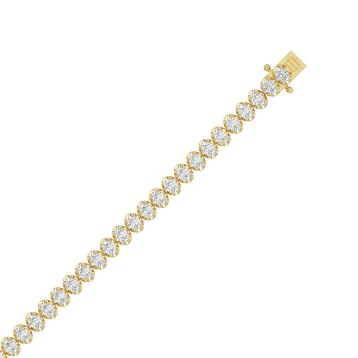 Classic 4 Prong Oval Diamond Tennis Bracelet approx. 5 ct, 10K Yellow Gold, top view