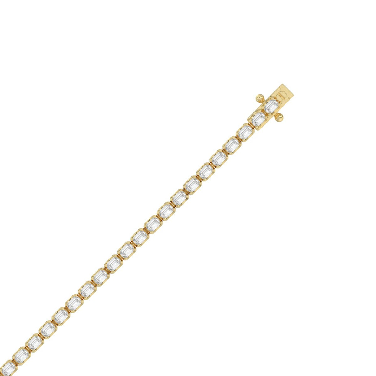 Classic 4 Prong Emerald Cut Diamond Tennis Bracelet approx. 4.5 ct, 10K Yellow Gold, top view