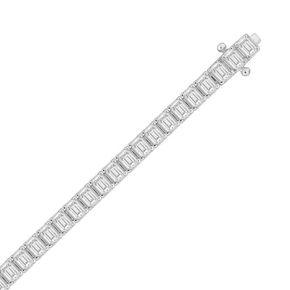 Classic 4 Prong Emerald Cut Diamond Tennis Bracelet approx. 9 ct, 10K White Gold, top view