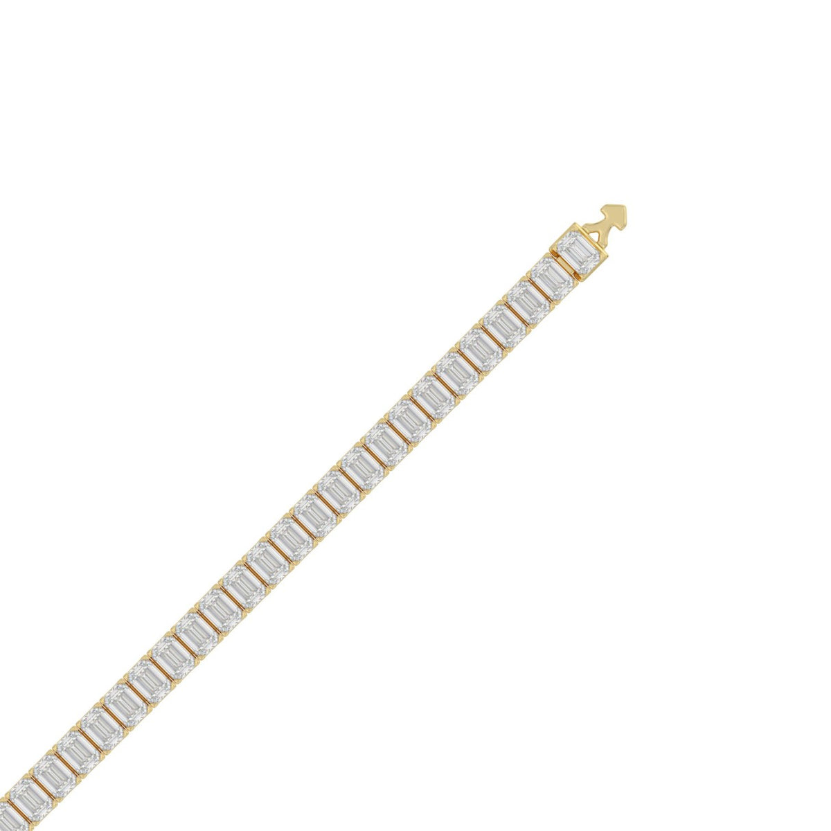 Classic 4 Prong Emerald Cut Diamond Tennis Bracelet approx. 9 ct, 10K Yellow Gold, flat view