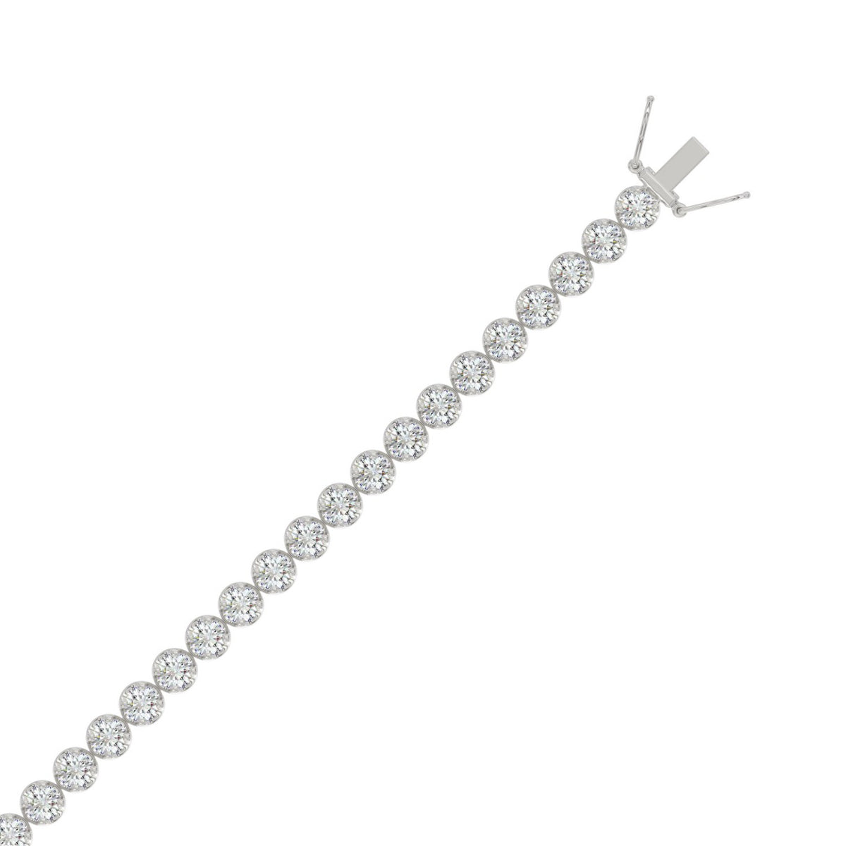 Lightweight Fusion Diamond Tennis Bracelet approx. 7 ct, 10K White Gold, flat view