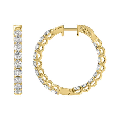 Inside-Out Round Diamond Hoop Earrings 5 ct, 10K Yellow Gold, flat view