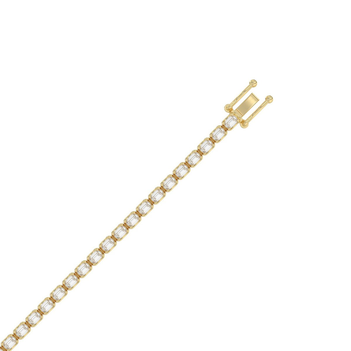 Classic 4 Prong Emerald Cut Diamond Tennis Bracelet approx. 4.5 ct, 10K Yellow Gold, flat view
