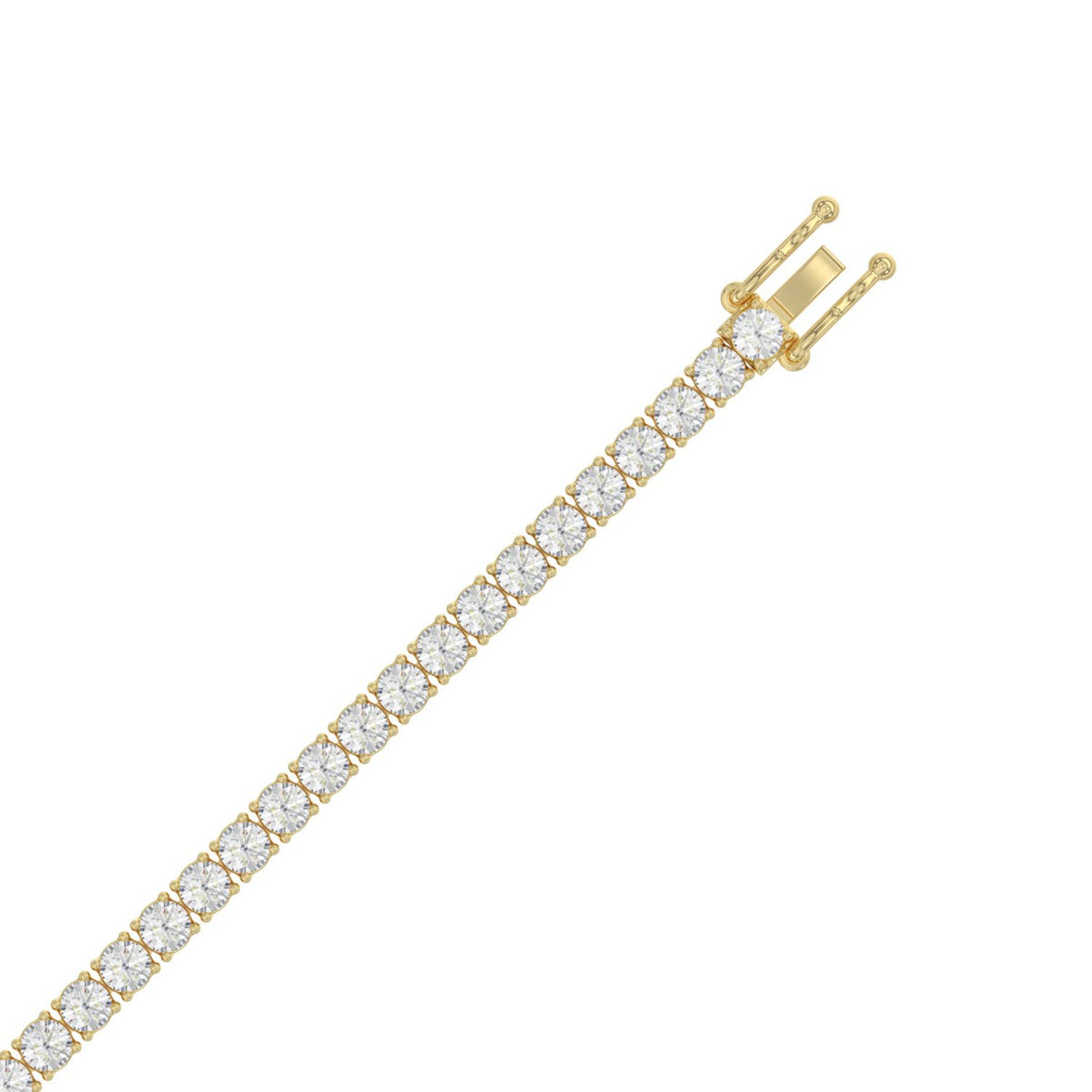 Classic 4 Prong Diamond Tennis Bracelet approx. 7 ct, 10K Yellow Gold, flat view