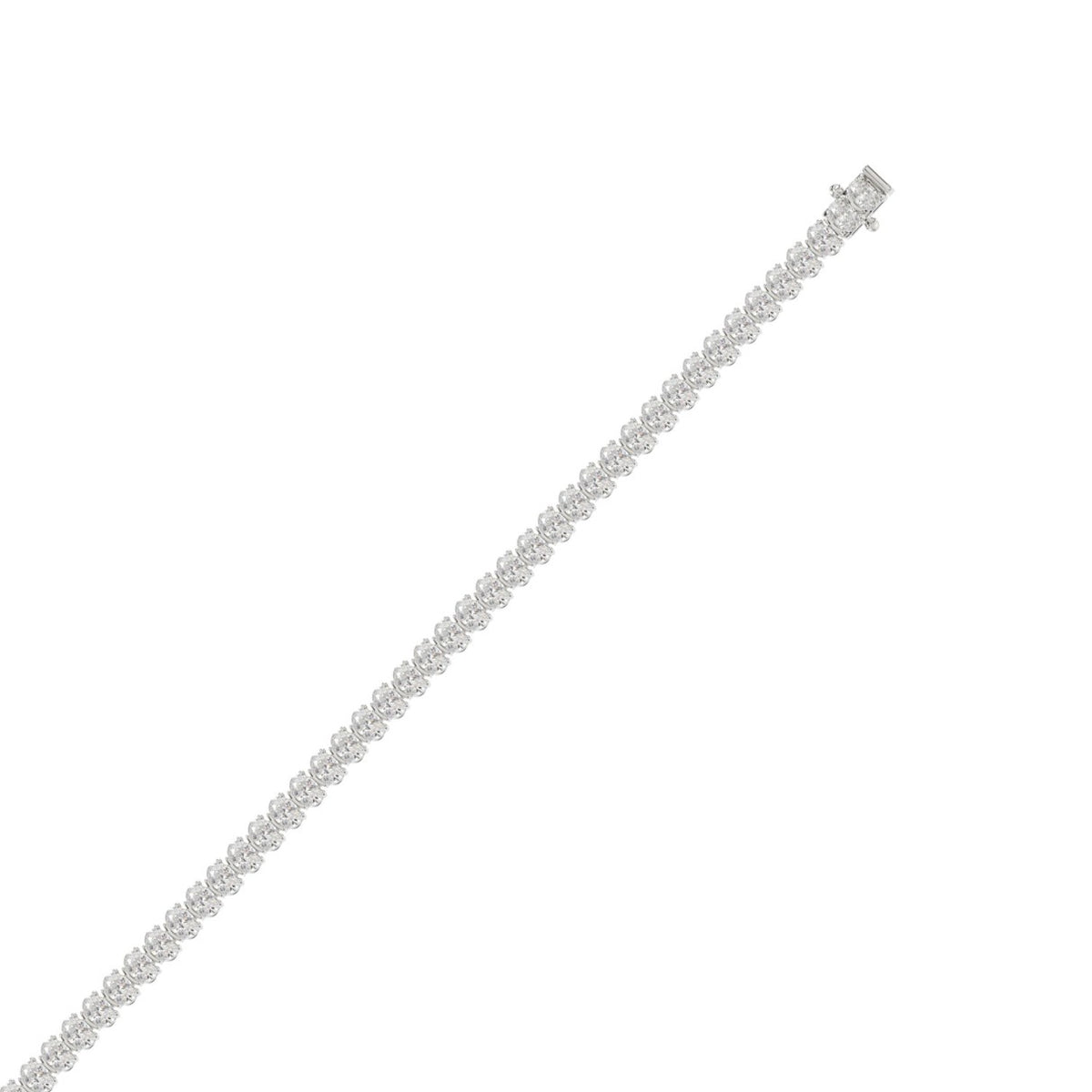 Classic 2 Prong Oval Diamond Tennis Bracelet approx. 7.1 ct, 10K White Gold, flat view
