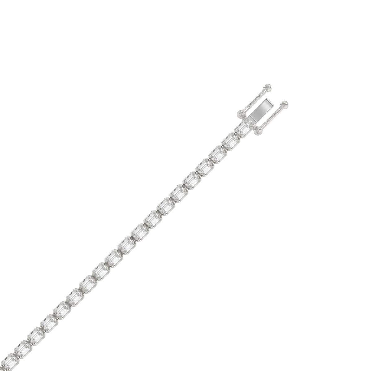Classic 4 Prong Emerald Cut Diamond Tennis Bracelet approx. 4.5 ct, 10K White Gold, flat view