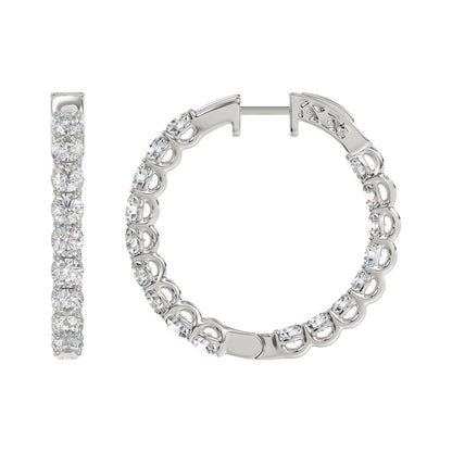 Inside-Out Round Diamond Hoop Earrings 5 ct, 10K White Gold, flat view