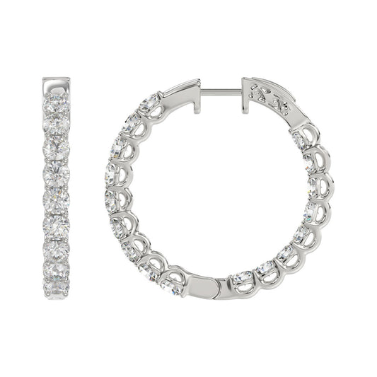 Inside-Out Round Diamond Hoop Earrings 5 ct, 10K White Gold, flat view