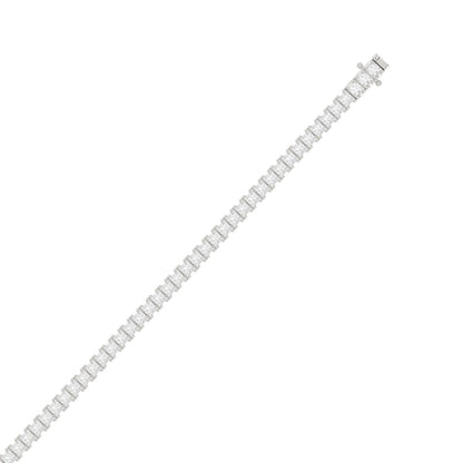 Classic 4 Prong Princess Diamond Tennis Bracelet approx. 7 ct, 10K White Gold, flat view