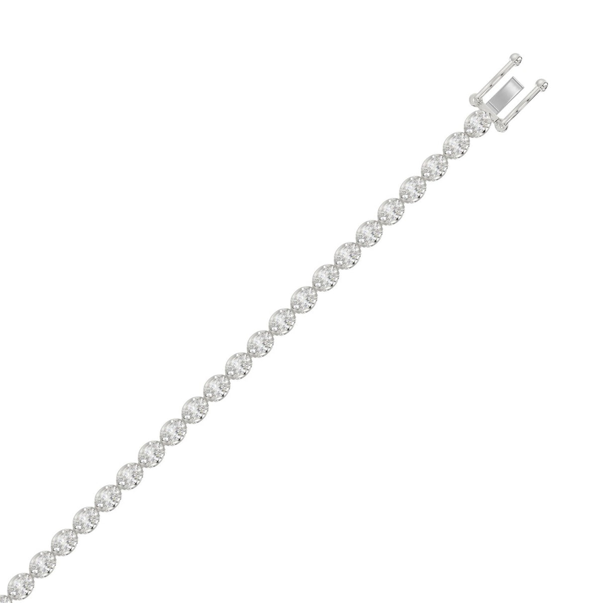 Classic 4 Prong Oval Diamond Tennis Bracelet approx. 4 ct, 10K White Gold, flat view