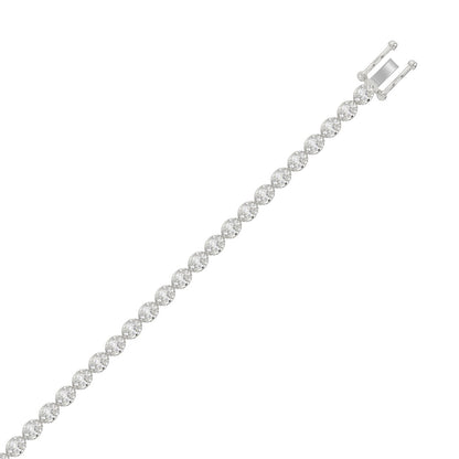 Classic 4 Prong Oval Diamond Tennis Bracelet approx. 4 ct, 10K White Gold, flat view