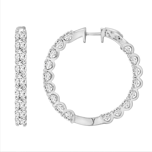 Inside-Out Round Diamond Hoop Earrings 7 ct, 10K White Gold, flat view