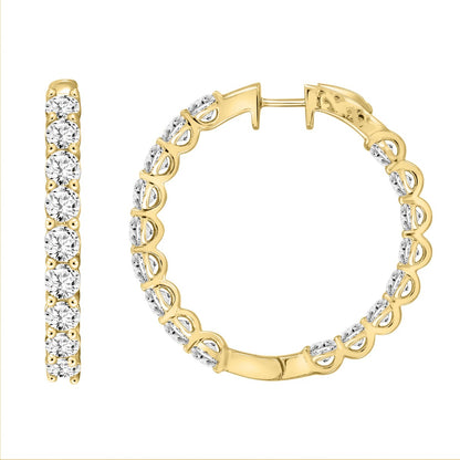Inside-Out Round Diamond Hoop Earrings 7 ct, 10K Yellow Gold, flat view