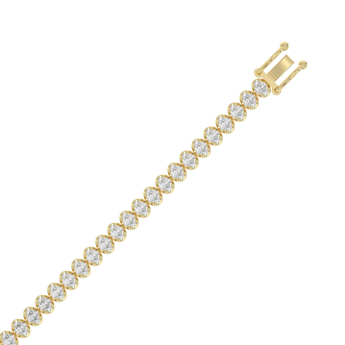 Classic 4 Prong Oval Diamond Tennis Bracelet approx. 5 ct, 10K Yellow Gold, flat view