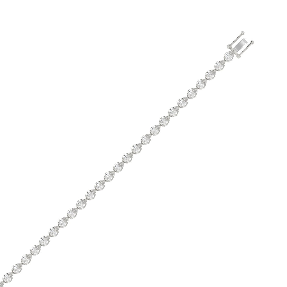 Classic 3 Prong Pear Diamond Tennis Bracelet approx. 3.5 ct, 10K White Gold, flat view