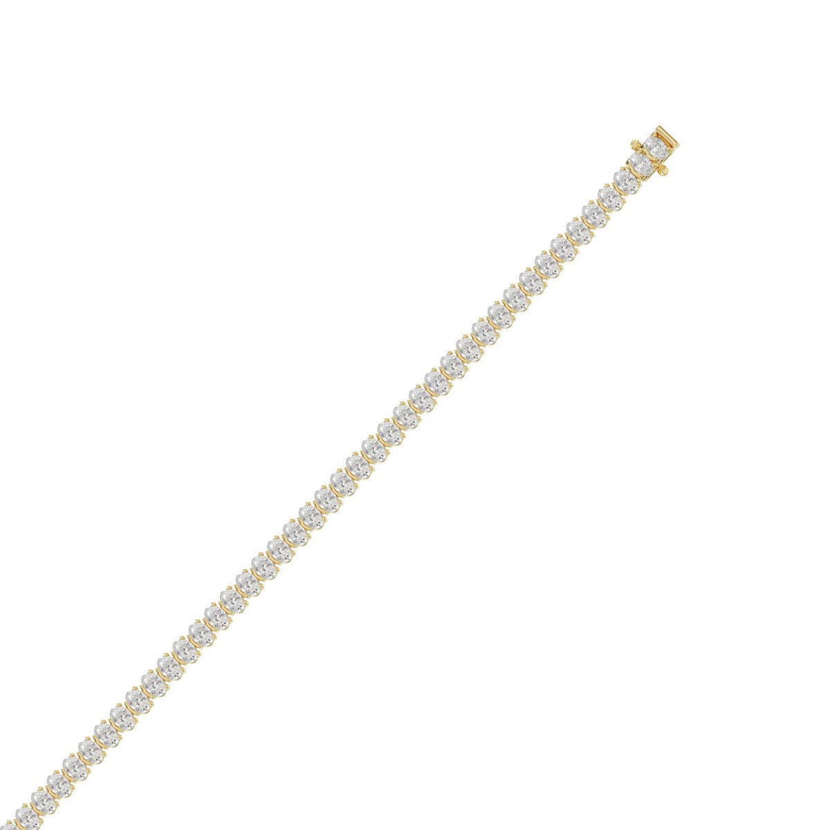 Classic 2 Prong Oval Diamond Tennis Bracelet approx. 7.1 ct, 10K Yellow Gold, flat view