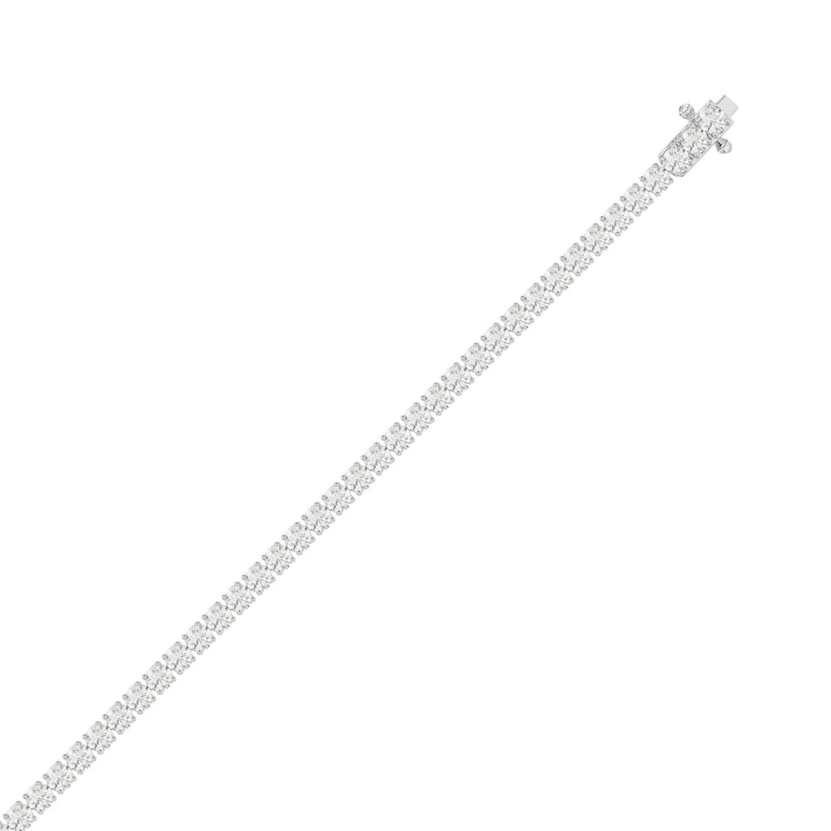 Classic 4 Prong Diamond Tennis Bracelet approx. 5 ct, 10K White Gold, flat view