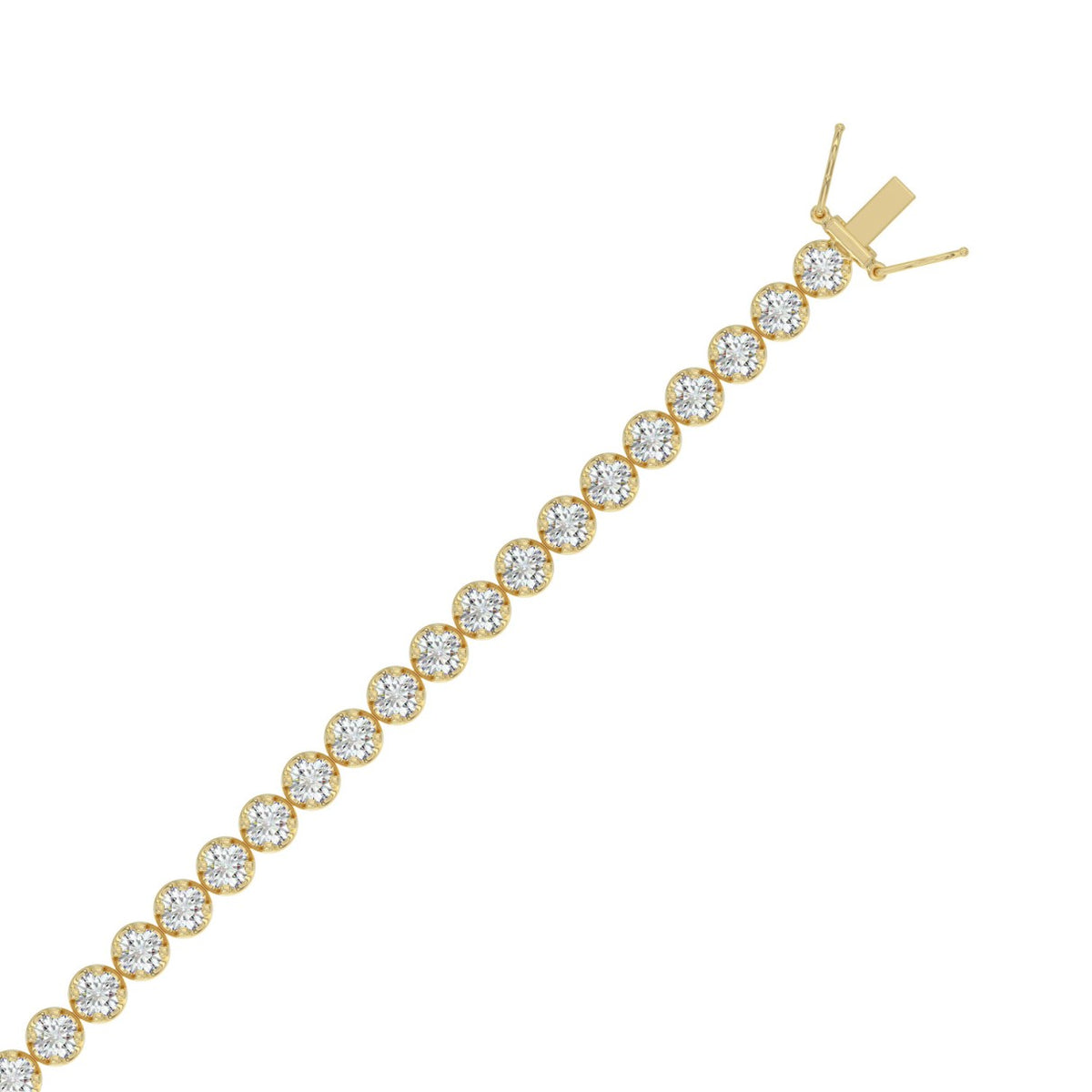 Lightweight Fusion Diamond Tennis Bracelet approx. 7 ct, 10K Yellow Gold, flat view
