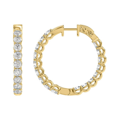 Inside-Out Round Diamond Hoop Earrings 3 ct, 10K Yellow Gold, flat view