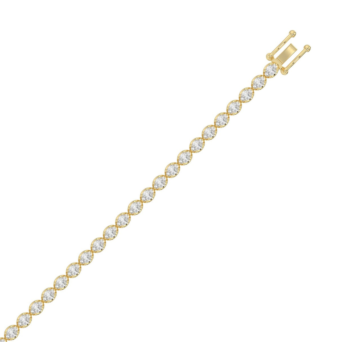 Classic 4 Prong Oval Diamond Tennis Bracelet approx. 4 ct, 10K Yellow Gold, flat view