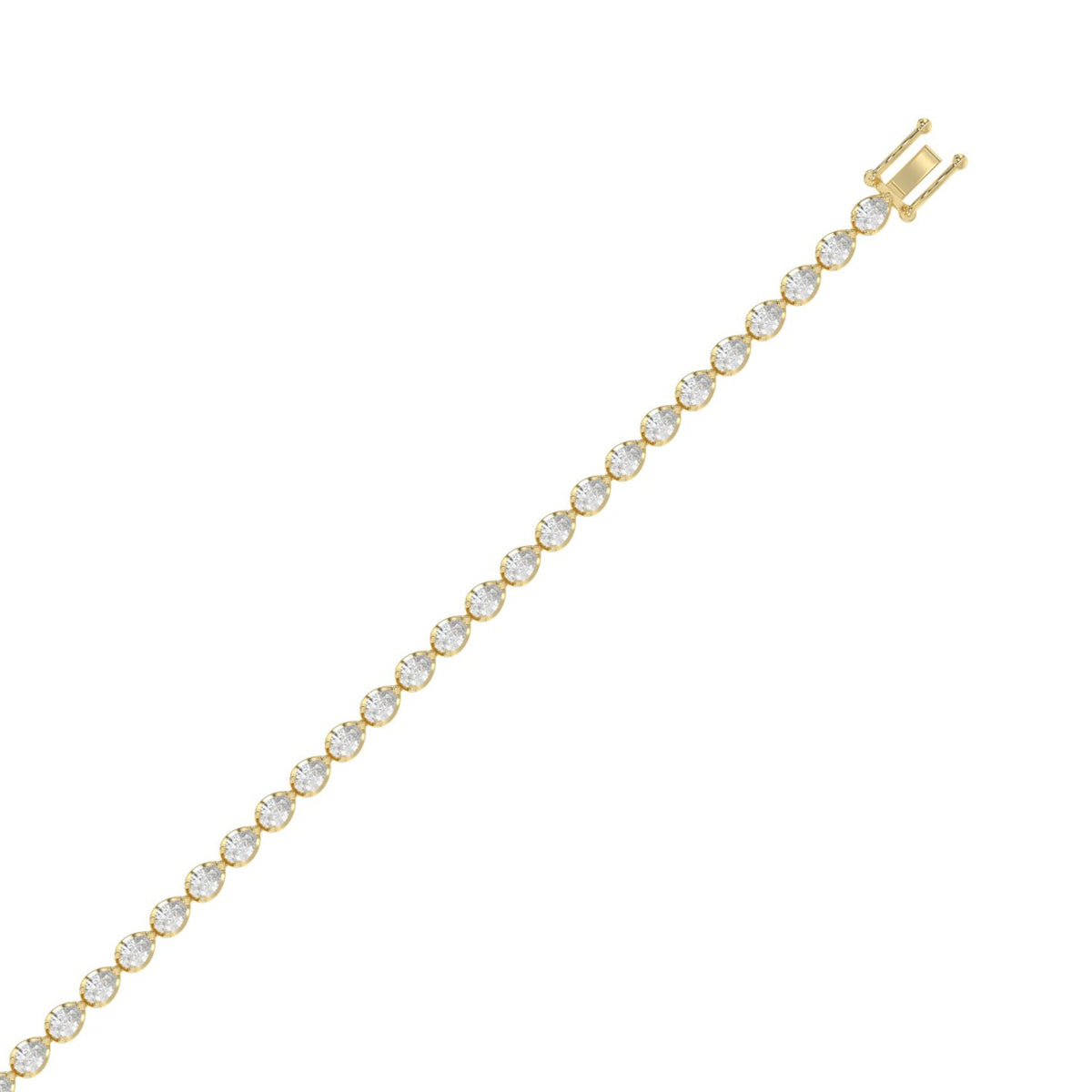 Classic 3 Prong Pear Diamond Tennis Bracelet approx. 3.5 ct, 10K Yellow Gold, flat view