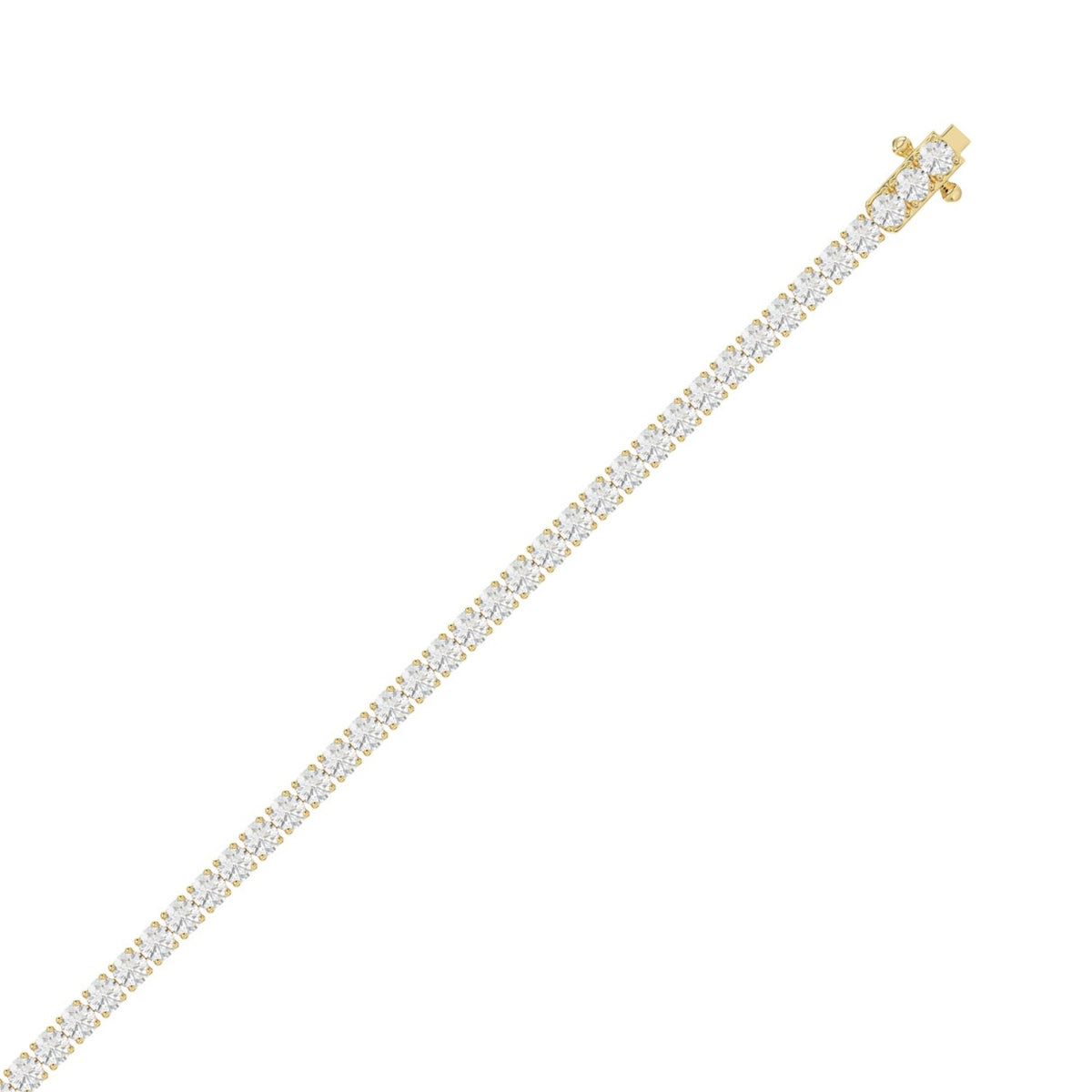 Classic 4 Prong Diamond Tennis Bracelet approx. 5 ct, 10K Yellow Gold, flat view