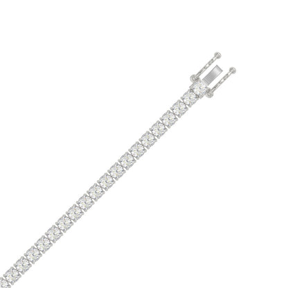 Classic 4 Prong Diamond Tennis Bracelet approx. 7 ct, 10K White Gold, flat view