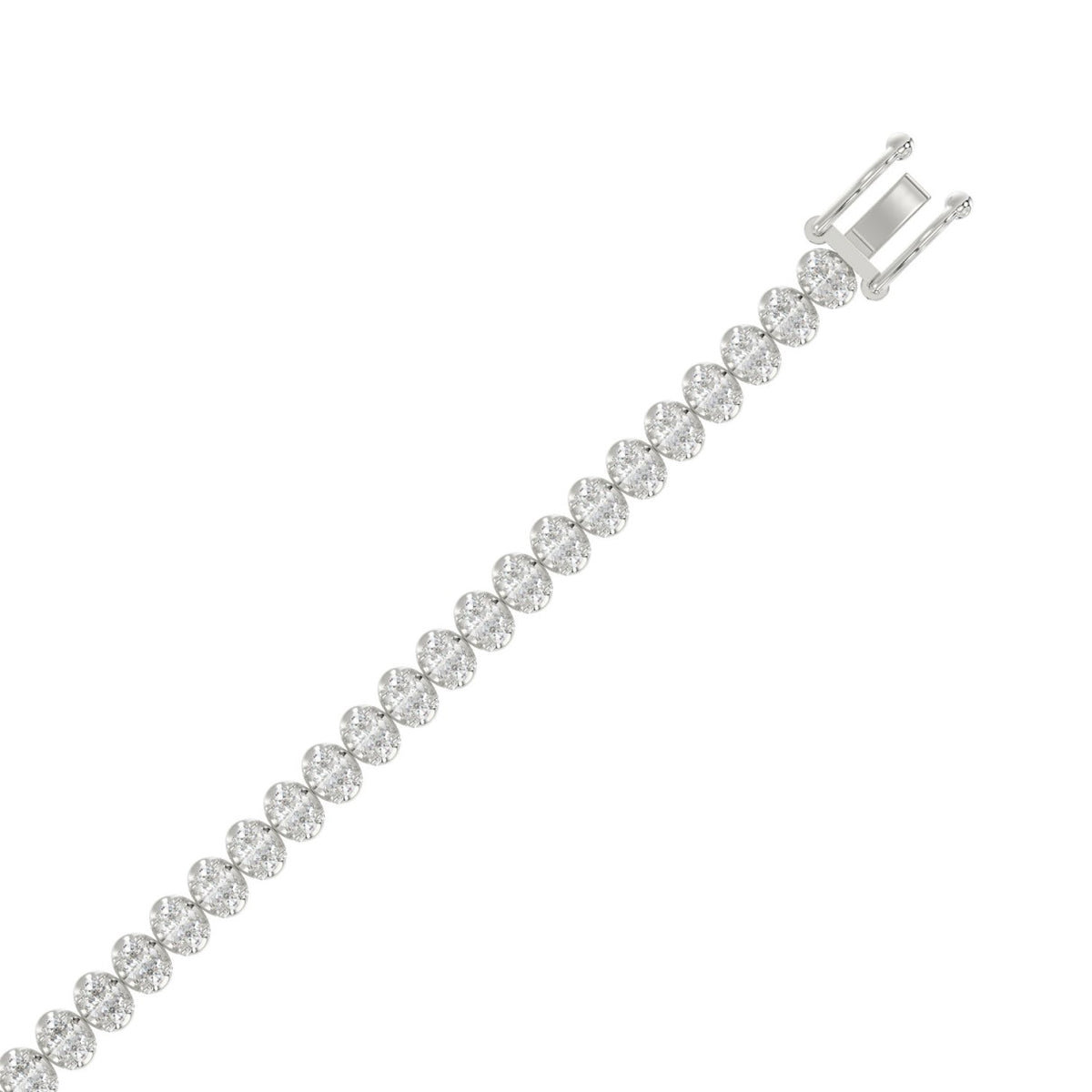 Classic 4 Prong Oval Diamond Tennis Bracelet approx. 5 ct, 10K White Gold, flat view