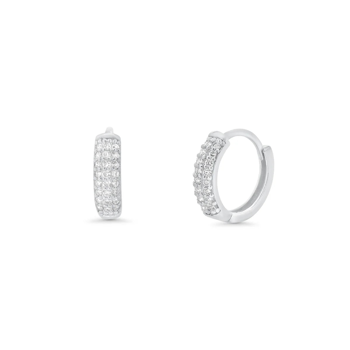 Sterling Silver Lab Grown Diamond Huggie Hoop Earrings